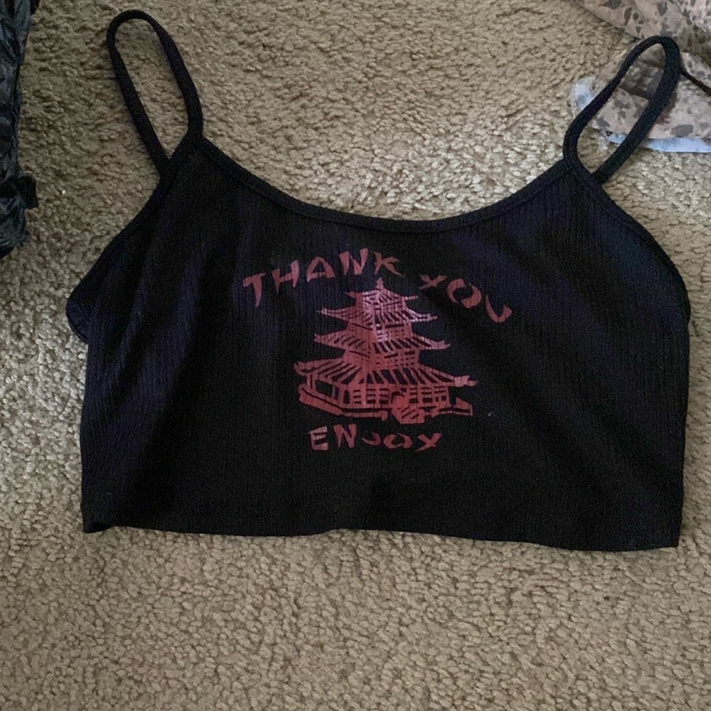 Crop top tank top it’s says  thank you enjoy